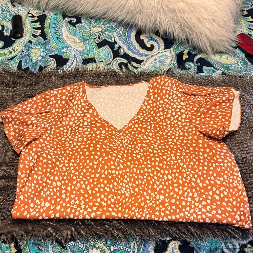 Orange V-Neck Women's Top